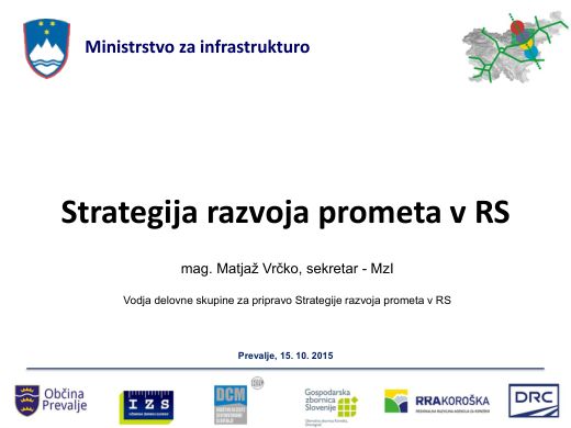 Naslovnica predstavitve: Strategija razvoja prometa v Republiki Sloveniji