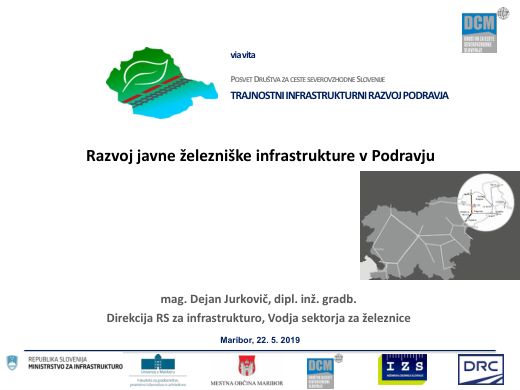 Presentation cover: Razvoj javne železniške infrastrukture v Podravju