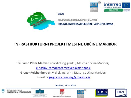 Presentation cover: Infrastrukturni projekti Mestne občine Maribor