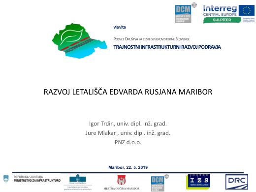 Presentation cover: Razvoj letališča Edvarda Rusjana Maribor