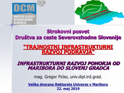 Presentation cover: Infrastrukturni razvoj Pohorja od Maribora do Slovenj Gradca