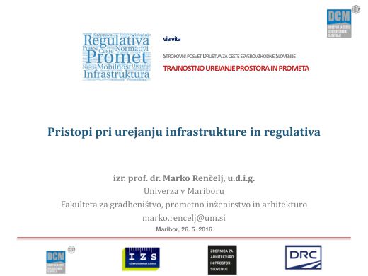 Naslovnica predstavitve: Pristopi pri urejanju infrastrukture in regulativa