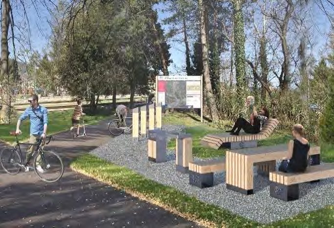 Slika 6: Informacijska tabla ter počivališče Drava Bike (Uroš Rozman, Aleš Rupreht)